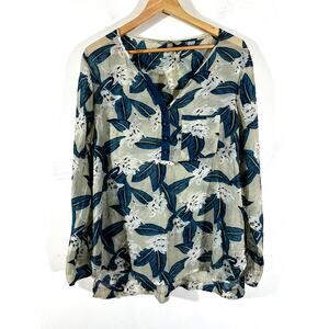 SOFT SURROUNDINGS Gillian Top Tunic Long Sleeves Rayon Blue Womans Large